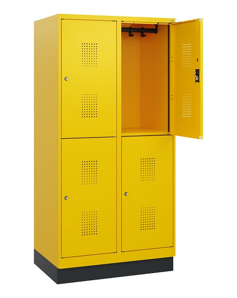 C+P Doppelstöckiger Spind Evolo PLUS, Sockel, 4 Fächer, 1630x800x500mm, 1023/102, Zylinderschloss, 0493205-22 S10063