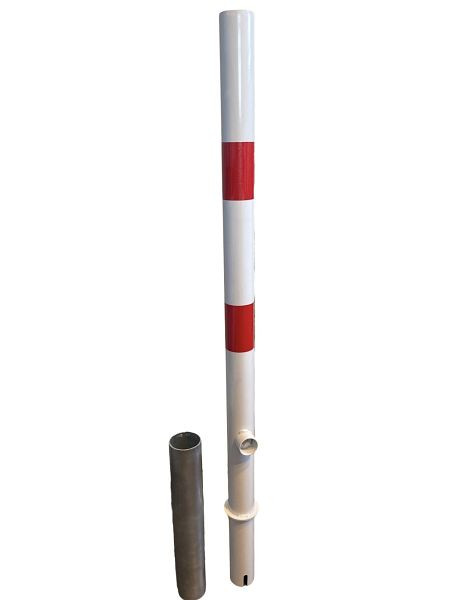 GEWA Absperrpfosten Poller Parkplatzsperre Stahl Herausnehmbar Mit Hülse Dreikant Feuerverzinkt Ø 60 mm Weiß Rot Reflektierend, AP60-H-E-P-D