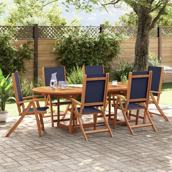 vidaXL 7-tlg. Garten-Essgruppe Massivholz Akazie und Textilene, 3279304
