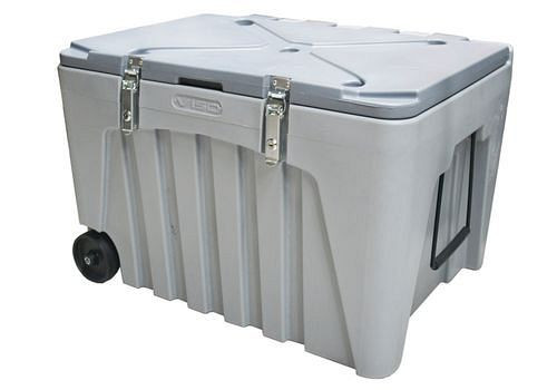 DENIOS Universalbox aus Kunststoff (PE), grau, abschließbar, mit Rollen, 167 Liter, 247514