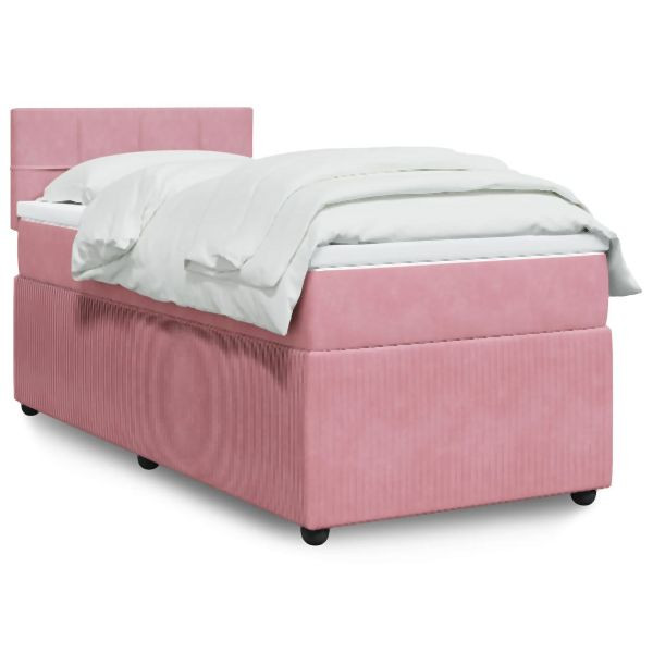 vidaXL Boxspringbett mit Matratze Rosa 80x200 cm Samt, 3287595