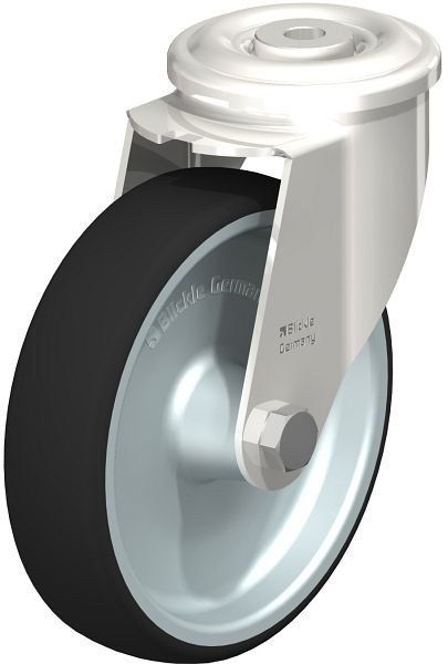 Blickle LEXR-PATH 160G Edelstahl-Lenkrolle mit Rückenloch, Thermoplastisches Polyurethan, Grau, 847106