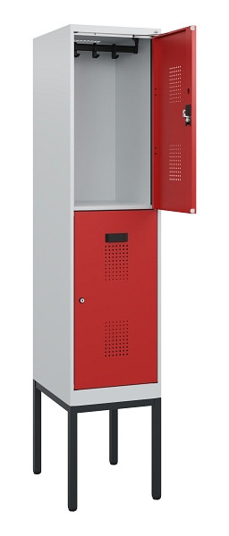 C+P Doppelstock-Spind Evolo PLUS, Gestell, 2 Fächer, 1950x400x500mm, 7035/3000, Zylinderschloss, 0493305-12 S10024