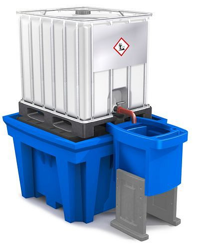 DENIOS Vorsatzbehälter für IBC-Stationen, höhenverstellbar, 236741