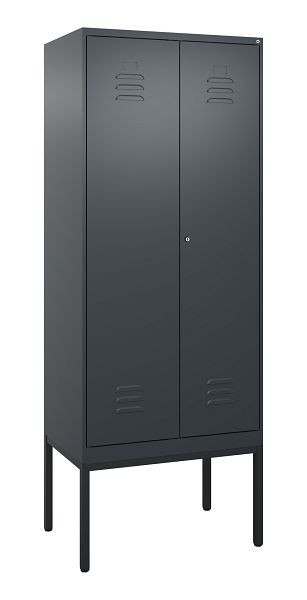 C+P Umkleidespind Classic PLUS SW, Gestell, 2 Abteile, 2120x800x500mm, 7016/7016, Zylinderschloss, 0800327-22 S10027