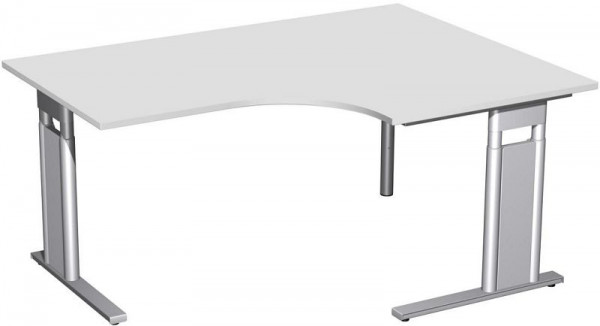 geramöbel PC-Schreibtisch rechts höhenverstellbar, C Fuß Blende optional, 1600x1200x680-820, Lichtgrau/Silber, N-647319-LS