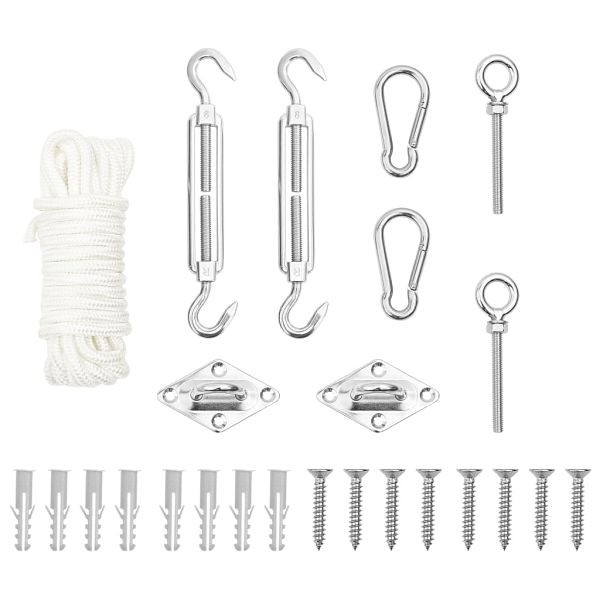 vidaXL 9-teilig Sonnensegel Zubehör-Set Edelstahl, 310244
