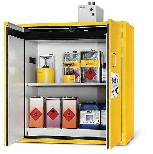 asecos Gefahrstoffschrank G-1200-FP (one touch), 1200 mm, 1 Einlegeboden, gelb, 30123002