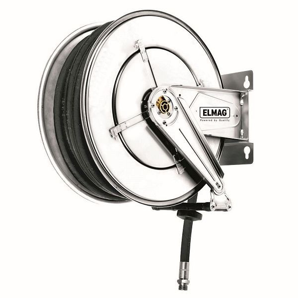 ELMAG Industrie Schlauchaufroller Edelstahl '562/32' für Wasser 130°C, 50 m, 3/8', 200 bar, 43497