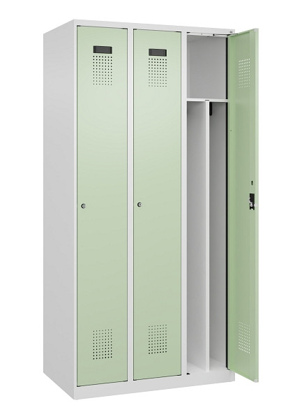 C+P Spind Evolo PLUS, 3 Abteile, 1850x900x500mm, 9016/6019, Verschluss Zylinderschloss, 049000-30F S10046