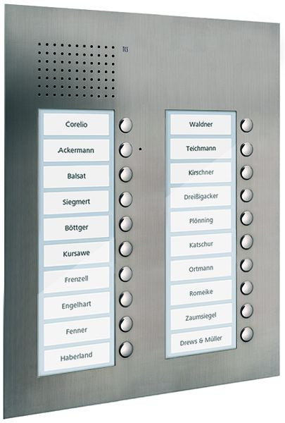 TCS Audio Außenstation Serie PUK 20 Klingeltasten (rechtsbündig), 2-spaltig, UP Edelstahl, PUK20/2-ES