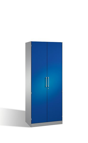 C+P Flügeltürenschrank Asisto, H1980xB800xT435mm, Farbe: Weißaluminium / Enzianblau, Bügelgriff, 5 OH, 141003-000 S10188