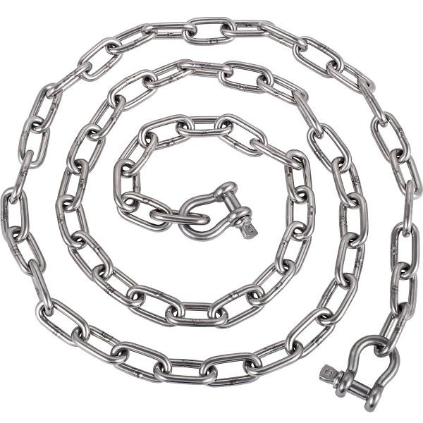 VEVOR Ankerkette 7,9 mm x 6 m Bootsankerkette Edelstahlkette Schäkel für Boote, MLBXGM20FT516GJ1JV0