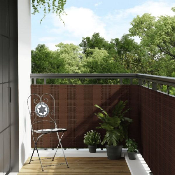 vidaXL Balkon-Sichtschutz Braun und Schwarz 400x100 cm Poly Rattan, 156255