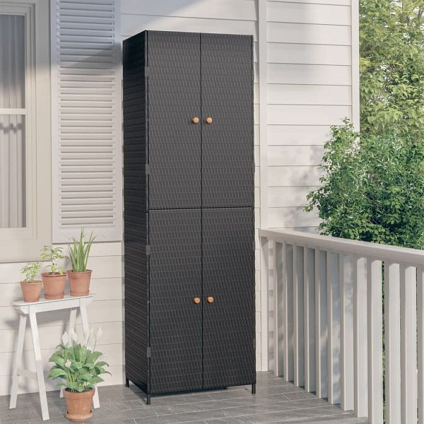 vidaXL Gartenschrank Schwarz 59x40x180 cm Poly Rattan, 319872