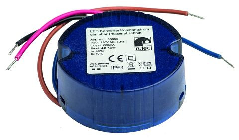 rutec LED-Konverter 600 mA 4,8W-7,2W 230V AC dimmbar Phasenabschnittsdimmer, 85955