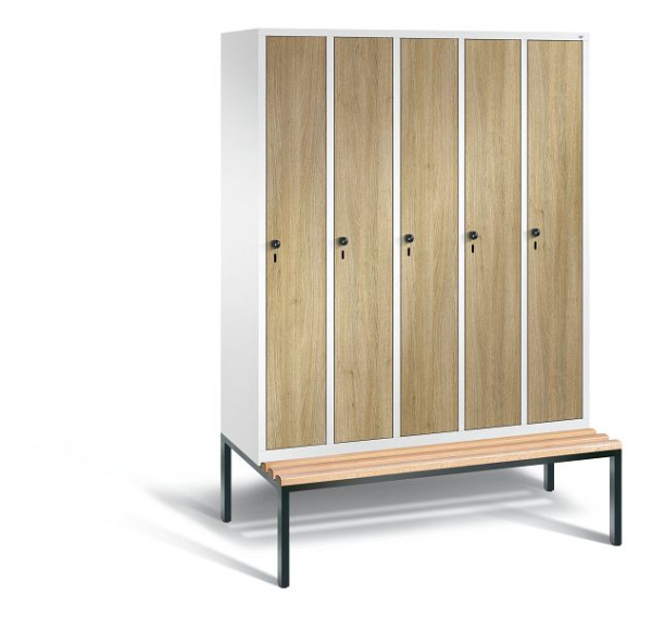 C+P Spind Evolo, 5 Abteile, H2090xB1480xT815 mm, Weiß/HPL Eiche, 48050-50 S10292