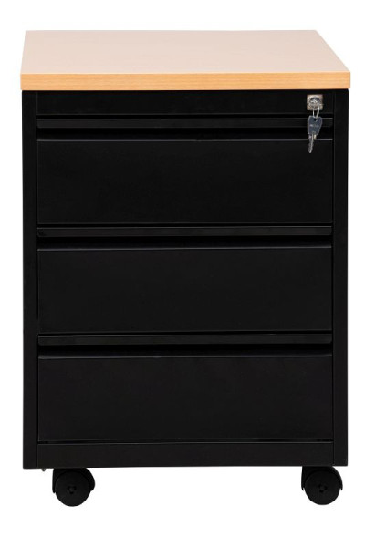 Gürkan Container, 79 x 46 x 62 cm, Schwarz, Buche, 3 Schubladen, MPG/3.5346.8, 100526