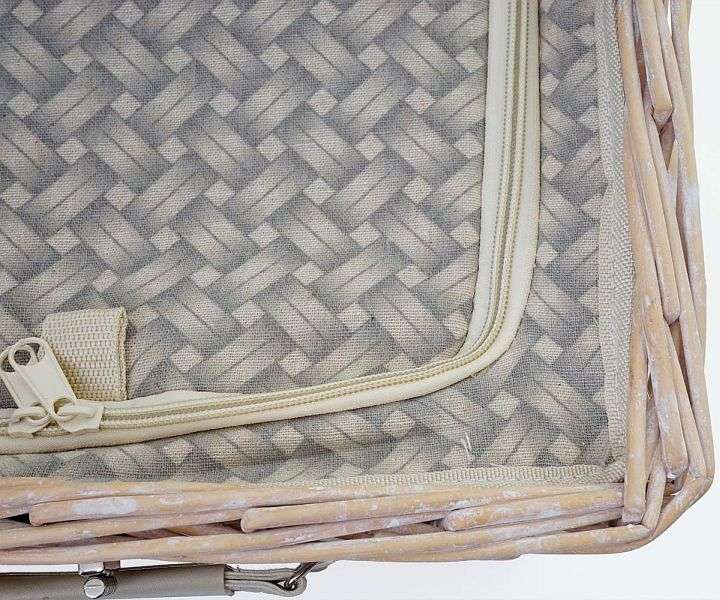 Mendler Picknickkorb-Set für 4 Personen, Picknicktasche + Kühlfach, Porzellan Glas Edelstahl, beige, 51416