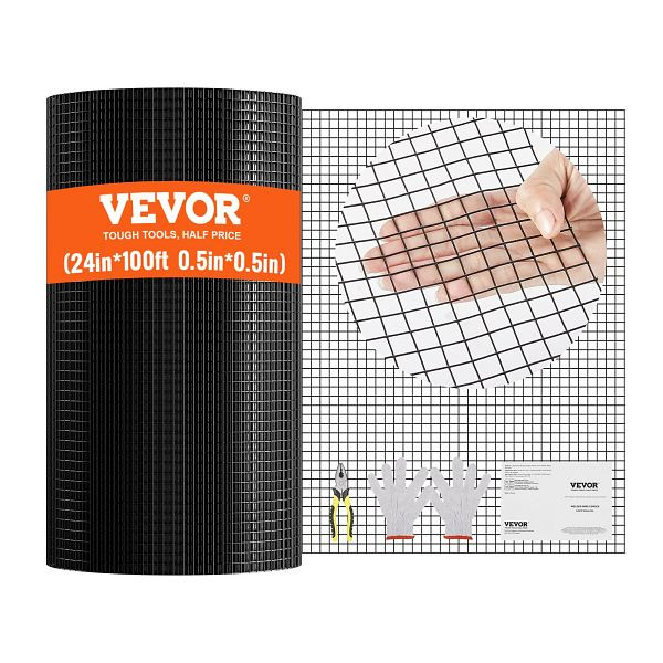 VEVOR Volierendraht 61 x 3048 cm, Gartenzaun, 1,06 mm Maschendrahtzaunrolle, Vinylbeschichtet für Hühnerstallbarrieren, JSGSWL24IN10UVQ61V0