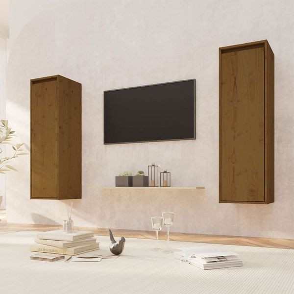 vidaXL Wandschränke 2 Stück Honigbraun 30x30x100 cm Massivholz Kiefer, 813512