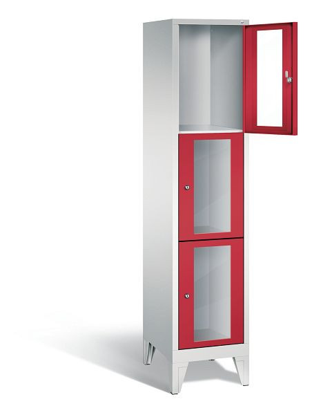 C+P Schließfachschrank Classic, H1850xB420xT500mm, Farbe: Lichtgrau / feuerrot, 8010A123 S10021