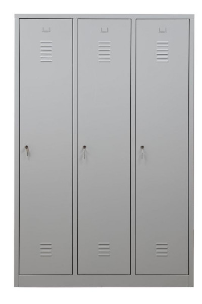 Gürkan Garderobenschrank, 50 x 118,5 x 180 cm, Lichtgrau, EU Zylinderschloss, Hutboden & Kleiderhaken, WRC/3.18120, 105415