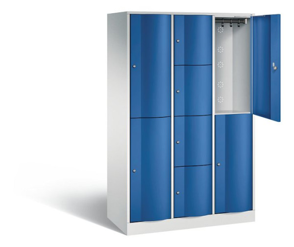 C+P Kombi-Schließfachschrank Resisto, H1950xB1148xT540mm, Farbe: Lichtgrau / Enzianblau, 8070-3722 S10024