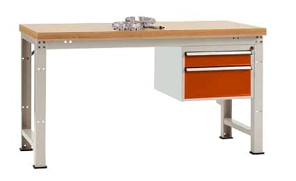 Manuflex Komplett-Werkbank Grund PROFI Standard mit Multiplex-Platte, BxTxH = 1500 x 700 x 840 mm, Rotorange, TP5464.2001