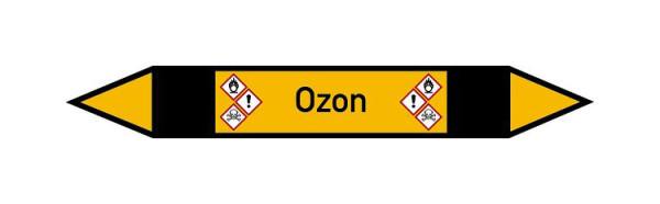 Schilder Klar Rohrleitungskennzeichen Ozon, 187x26 mm Folie selbstklebend, 101576/31