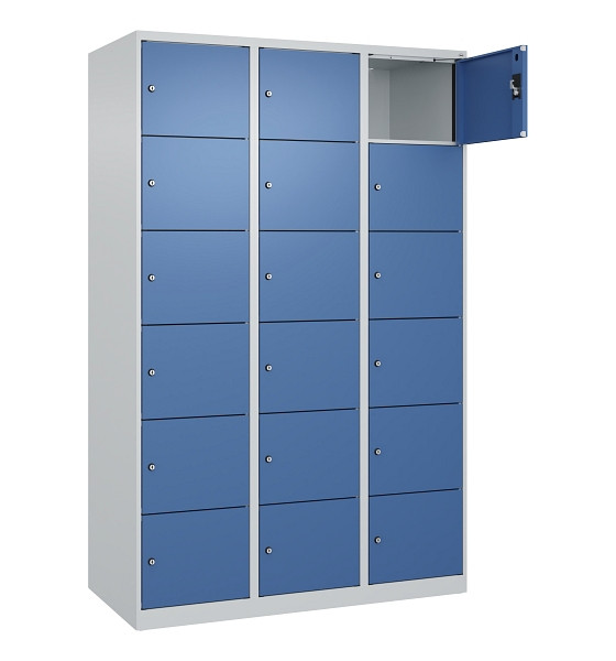 C+P Schließfachschrank Evolo PLUS, 18 Fächer, 1850x1200x500mm, 7035/5023, 049000-326 S10008