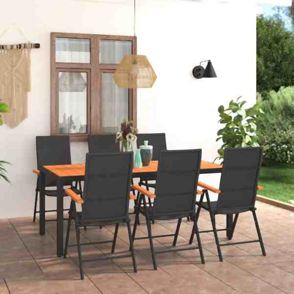 vidaXL 7-tlg. Garten-Essgruppe Schwarz und Braun, 3060080
