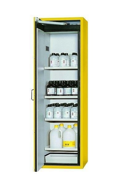 asecos Sicherheitsschrank S-CLASSIC-90, S90.196.060 in sicherheitsgelb RAL 1004 mit 4x Fachboden (Stahlblech), 30227-002-30253