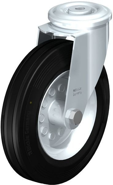 Blickle LER-VE 200R-EL Stahlblech-Lenkrolle mit Rückenloch, Vollgummi, Schwarz, 616433