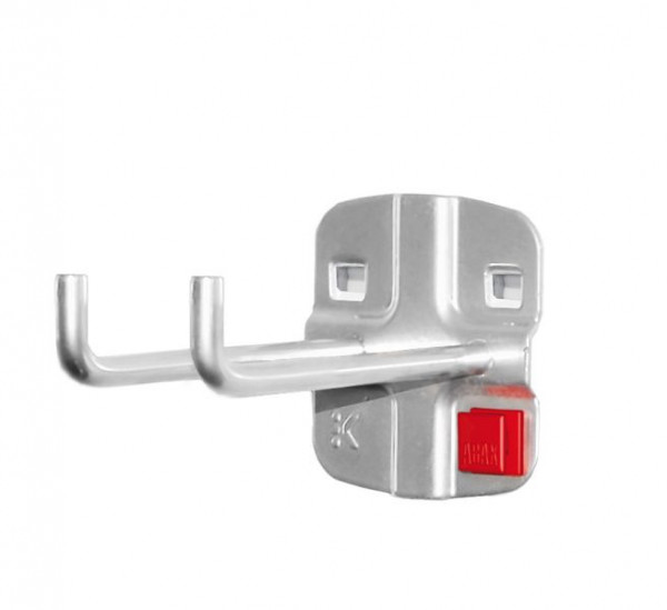 Kappes RasterPlan/ABAX Doppelter Werkzeughalter, L 75 mm, mit senkrechtem Hakenende, Ø 6 mm alufarben, 3340.00.6201