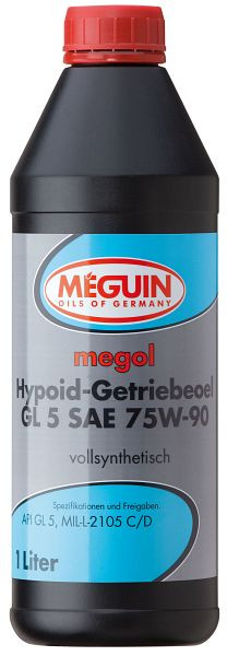 Meguin megol Hypoid-Getriebeöl GL5 SAE 75W-90 (vollsynthetisch), Dose Kunststoff, VE: 1 Liter, 4650