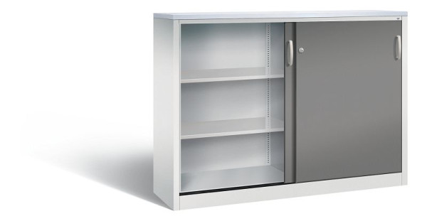 C+P Sideboard mit Schiebetüren Acurado, H1200xB1600xT400mm, Farbe: Lichtgrau / Vulkangrau, Bügelgriff, 3 OH, 2147-1200 S10307