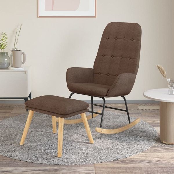 vidaXL Schaukelsessel mit Hocker Taupe Stoff, 3097713, 8720286884645