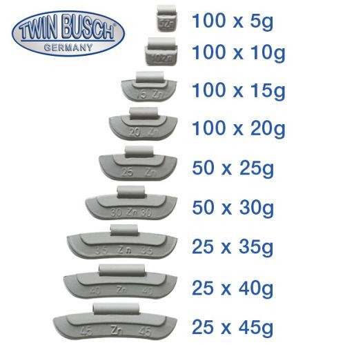 Twin Busch Set Auswucht-/Schlaggewichte 5-45 g Zink (ZN), TWF-SG