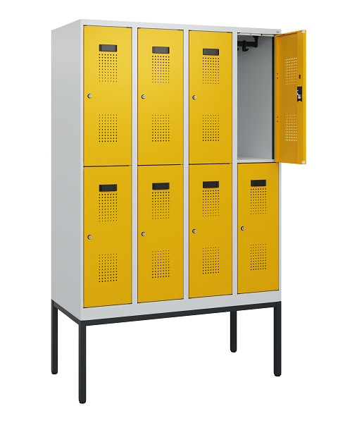C+P Doppelstock-Spind Evolo PLUS, Gestell, 8 Fächer, 1950x1200x500mm, 7035/1004, Zylinderschloss, 0493305-40 S10018