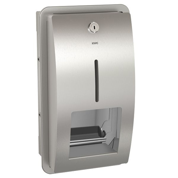 KWC WC-Doppelrollenhalter, STRATOS, Edelstahl, 183x331x142 mm, mit Spindelsystem, gebogene Front, Zylinderschloss, 3600008878