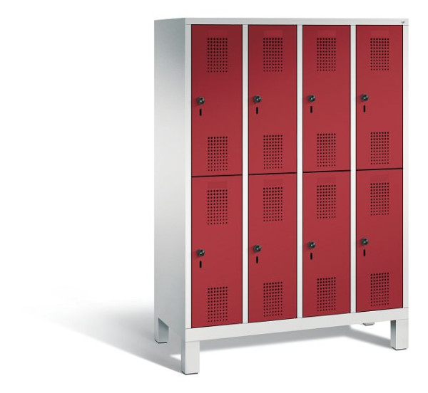 C+P Spind Evolo, 8 Fächer, H1650xB1190xT500 mm, Grau/Rubinrot, 483106-40 S10050