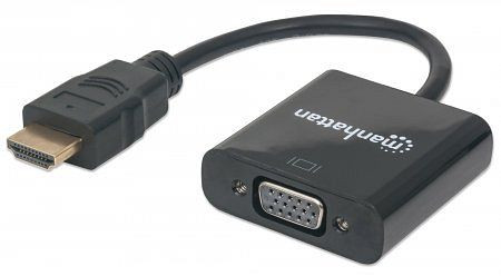 MANHATTAN HDMI auf VGA-Konverter, HDMI-Stecker auf VGA-Buchse, schwarz, Polybag-Verpackung, 151467