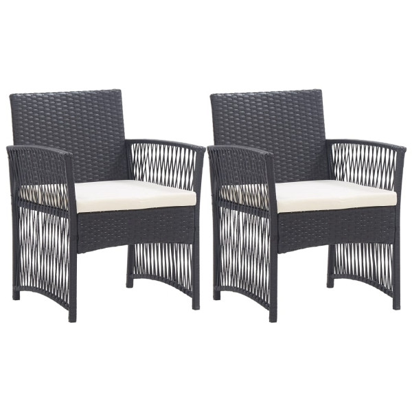 vidaXL Gartensessel mit Sitzkissen 2 Stück Schwarz Poly Rattan, 46438