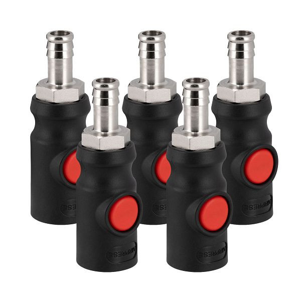 Airpress Sicherheitskupplung für Schlauch 12 mm Euro 7,2 – 5er Set – Druckknopf, 43E812-5