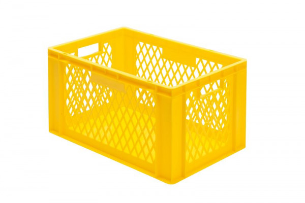 LA-KA-PE TK 600/320-1, Transport-Stapelkasten, gelb, Wände durchbrochen, Boden geschlossen, VE: 2 Stück, 07132 22 14