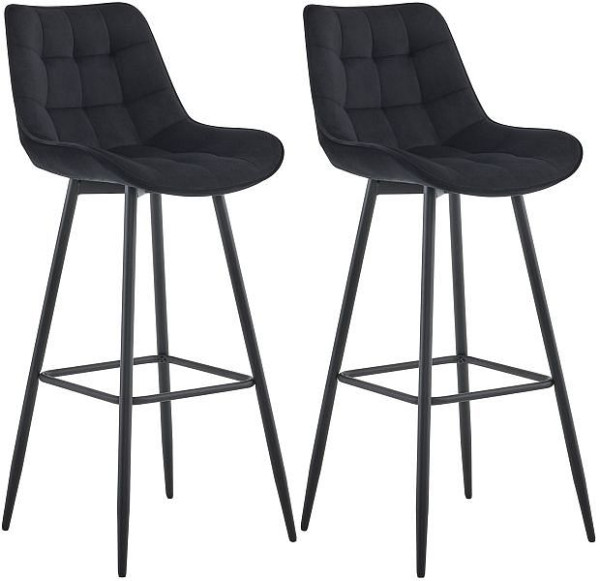 CLP Barhocker Dartford Samt, schwarz, VE: 2 Stück, 325340