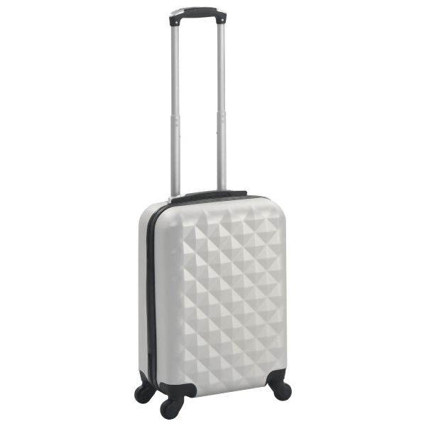 vidaXL Hartschalen-Trolley Helles Silber ABS, Abmessungen: 55 x 36 x 22 cm (L x B x H), 91892