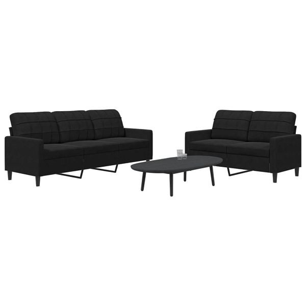 vidaXL 2-tlg. Sofagarnitur mit Kissen Schwarz Samt, 3278396