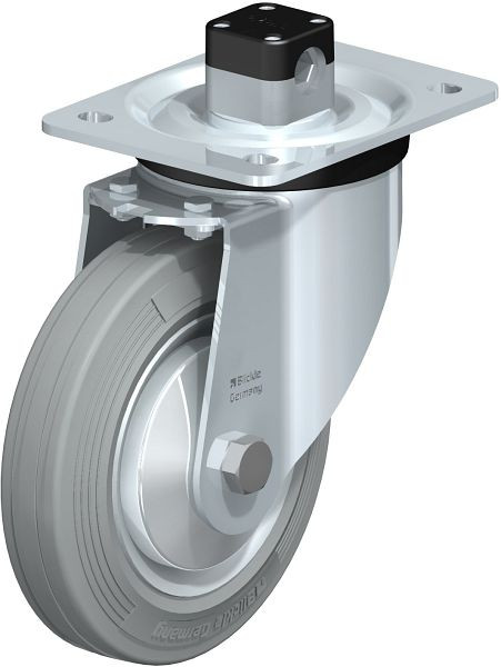 Blickle L-RD 162R-CS11-VLI-FA Stahlblech-Lenkrolle, mittelschwere Ausführung, mit Anschraubplatte & Zentralfeststeller, Zweikomponenten-Vollgummi, 849993